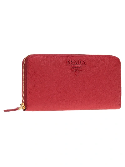 Shop Prada Zip-around Wallet In Red