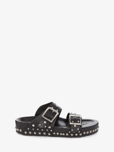 Shop Alexander Mcqueen Hammered Slide In Black/silver