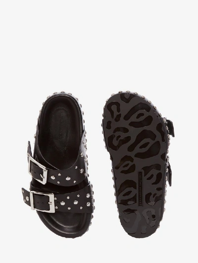 Shop Alexander Mcqueen Hammered Slide In Black/silver