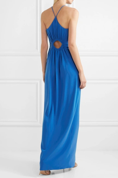 Shop Halston Heritage Cutout Crepe Gown In Blue