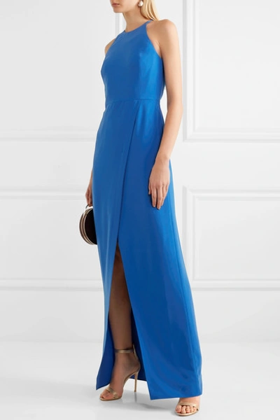 Shop Halston Heritage Cutout Crepe Gown In Blue