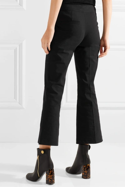 Shop Isabel Marant Lyre Cropped Cotton-blend Flared Pants In Black