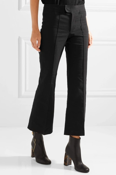 Shop Isabel Marant Lyre Cropped Cotton-blend Flared Pants In Black