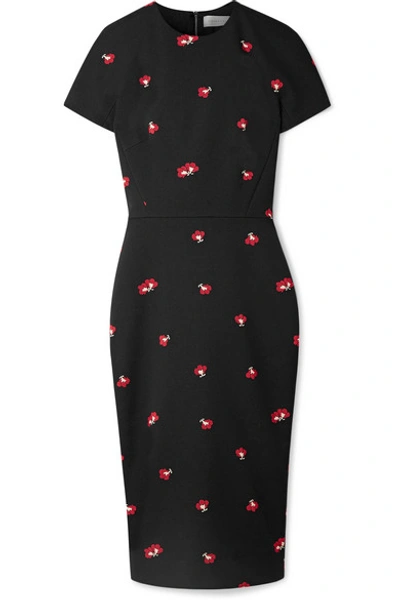 Shop Victoria Beckham Floral-jacquard Dress In Black