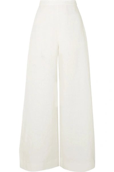 Shop Zimmermann Lovelorn Linen Pants In Ivory