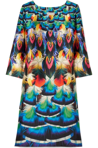 Shop Mary Katrantzou Shea Printed Silk-faille Dress In Blue