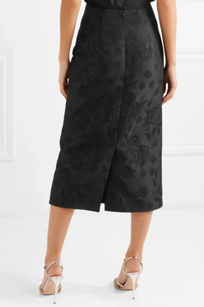Shop Erdem Maira Embroidered Cotton-blend Jacquard Pencil Skirt In Black