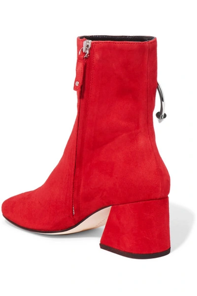 Shop Dorateymur Nizip Embellished Suede Ankle Boots In Red