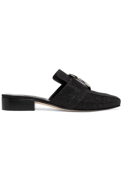 Shop Dorateymur Petrol Glittered Canvas Slippers In Black