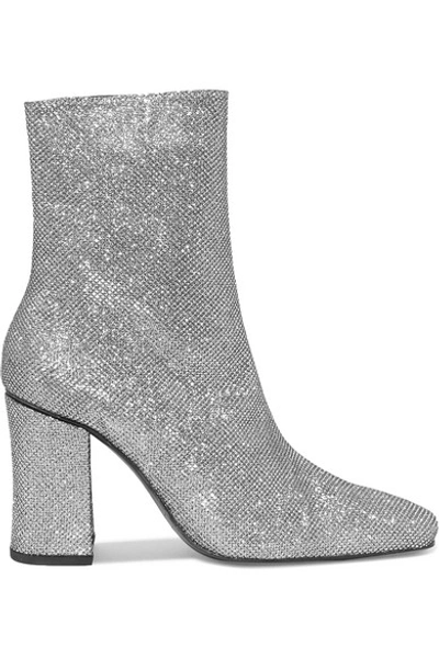 Shop Dorateymur Sybil Leek Glittered Canvas Ankle Boots In Silver