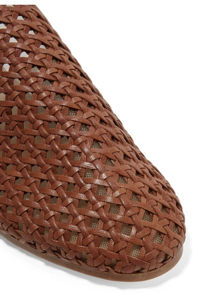 Shop Brother Vellies Woven Leather Slippers In Brown