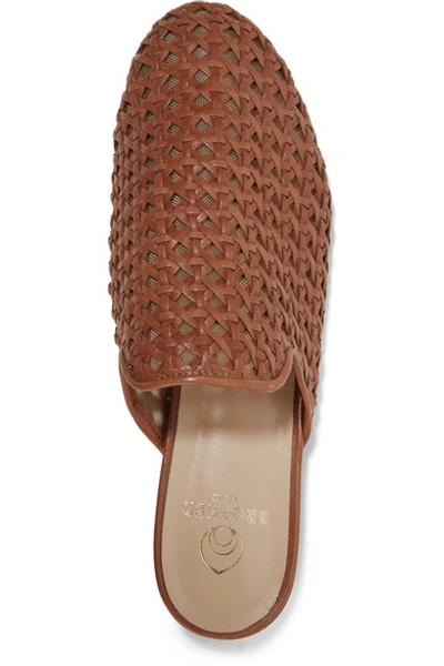 Shop Brother Vellies Woven Leather Slippers In Brown