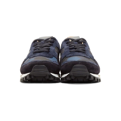 Shop Valentino Blue  Garavani Camo Rockrunner Sneakers In W22 Blue