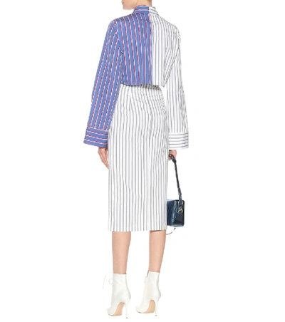 Shop Off-white Cropped Striped Cotton Shirt In Blue