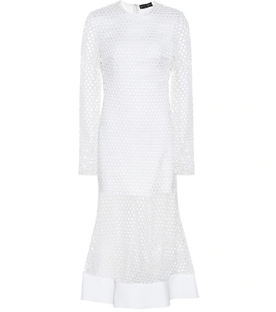 Shop David Koma Eyelet Midi Dress In White