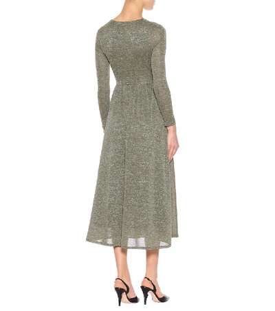 Shop Alexa Chung Metallic Knit Maxi Dress In Green