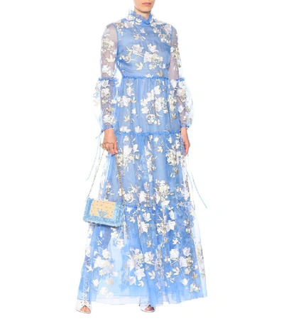 Shop Erdem Cassandra Embroidered Silk Gown