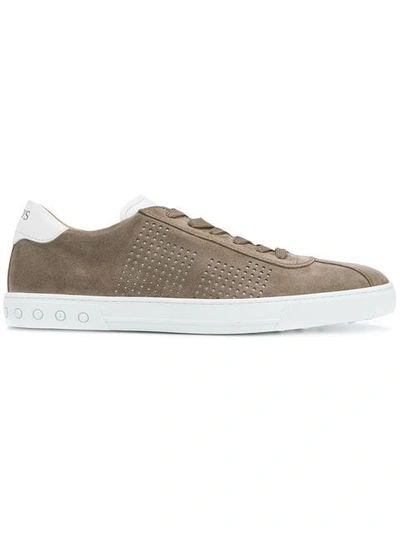 Shop Tod's Lace-up Sneakers In Brown