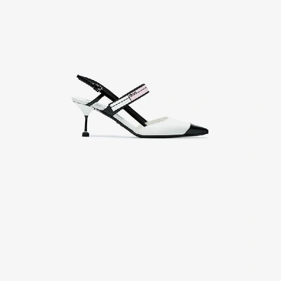 Shop Prada Leather 65 Pointed Slingback Pumps In White