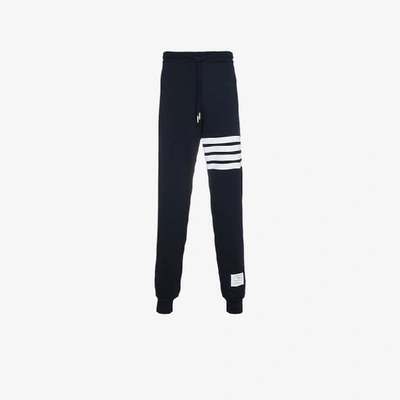 Shop Thom Browne Blue 4-bar Stripe Cotton Track Pants