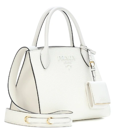 Shop Prada Saffiano Leather Tote In White