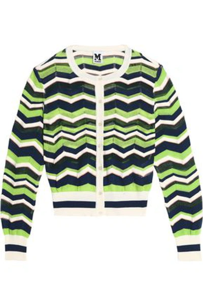 Shop M Missoni Woman Crochet-knit Cardigan Bright Green