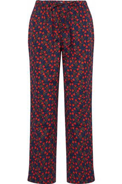 Shop Sleepy Jones Floral-print Cotton Pajama Pants In Red