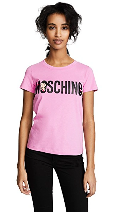 Shop Moschino Logo T-shirt In Pink
