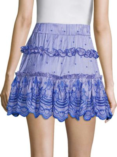 Shop Alexis Rafaella Ruffle Skirt In Blue Gingham