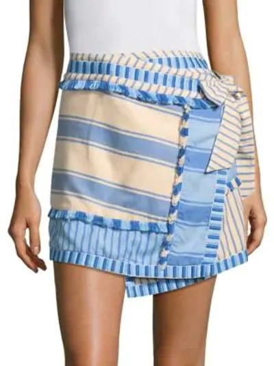 Shop Dodo Bar Or Hoze Asymmetric Striped Skirt In Blue