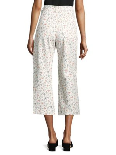 Shop Rebecca Taylor Floral Vine Twill Wide Leg Pants In Vanilla