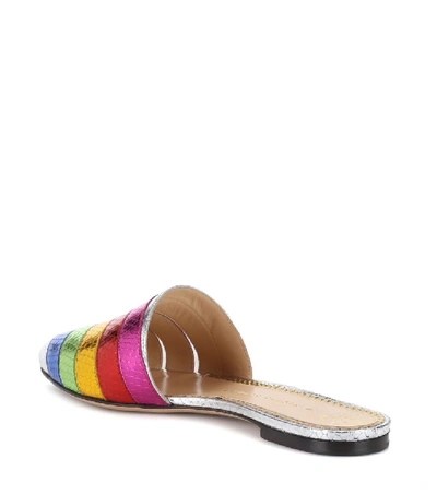 Shop Charlotte Olympia Striped Leather Mules In Female