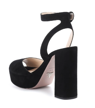 Shop Prada Suede Platform Sandals In Black