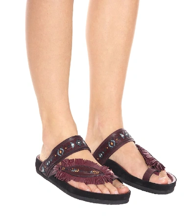 Shop Isabel Marant Ebann Leather Sandals In Purple