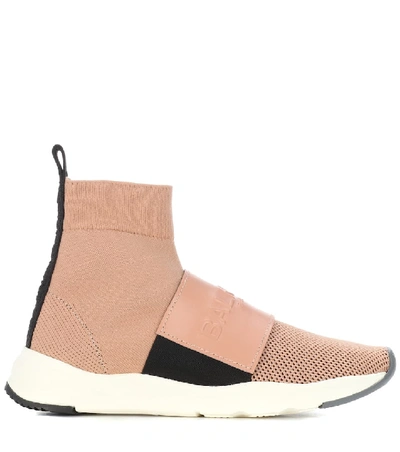 Shop Balmain Knitted Sneakers In Neutrals