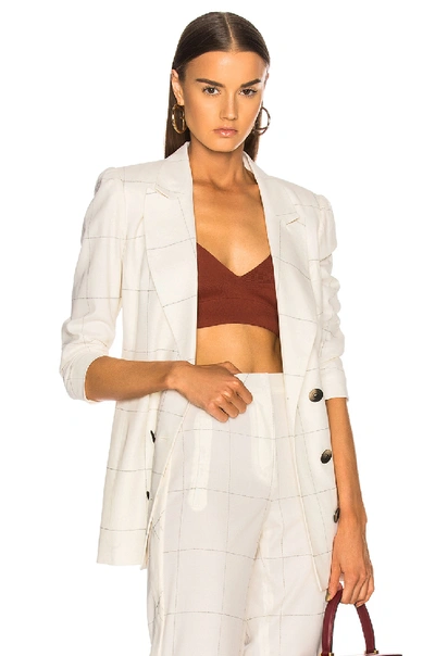 Shop Zeynep Arcay Plaid Double Breasted Blazer In White,checkered & Plaid