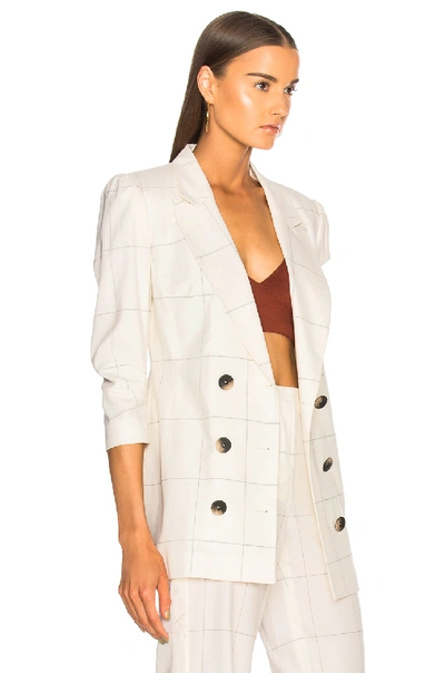 Shop Zeynep Arcay Plaid Double Breasted Blazer In White,checkered & Plaid