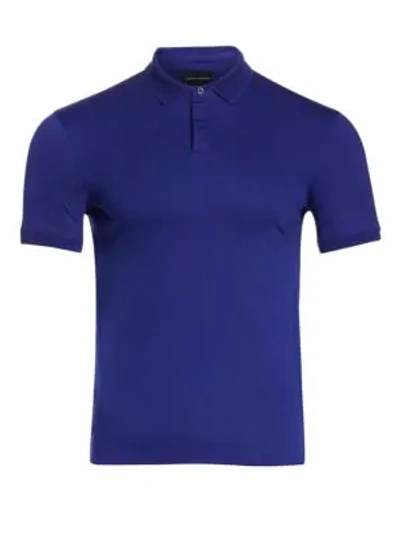 Shop Emporio Armani Pique Polo Shirt In Royal Blue