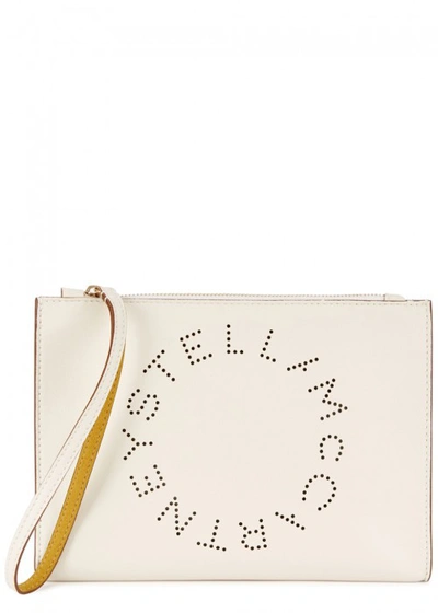 Shop Stella Mccartney Stella Logo Off White Clutch
