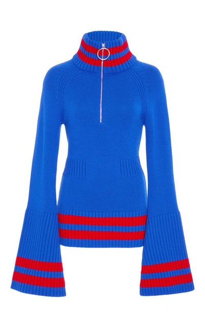 Shop Jamie Wei Huang Cashmere Bell Sleeve Top In Blue