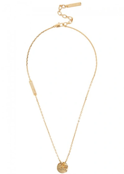 Shop Marc Jacobs Bow Crystal-embellished Necklace In Gold