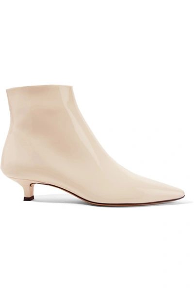 Shop The Row Coco Patent-leather Ankle Boots In Ivory