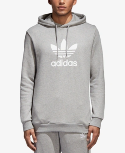 Shop Adidas Originals Men's Adicolor Trefoil Hoodie In Med Grey Heather