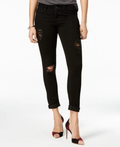 Shop Articles Of Society Karen Skinny Crop Ripped Jeans In Black