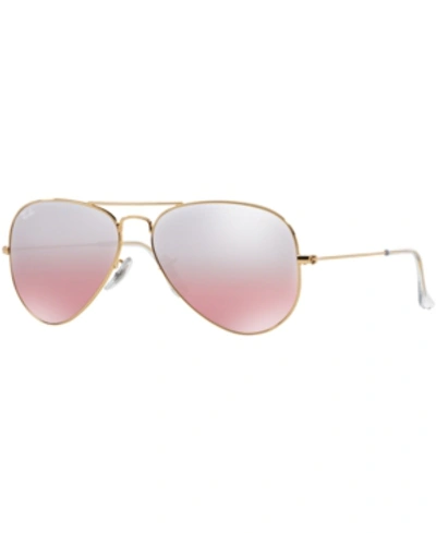 Shop Ray Ban Ray-ban Sunglasses, Rb3025 Aviator Gradient In Gold Shiny/pink Mirror