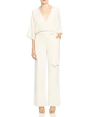 halston heritage wrap front jumpsuit