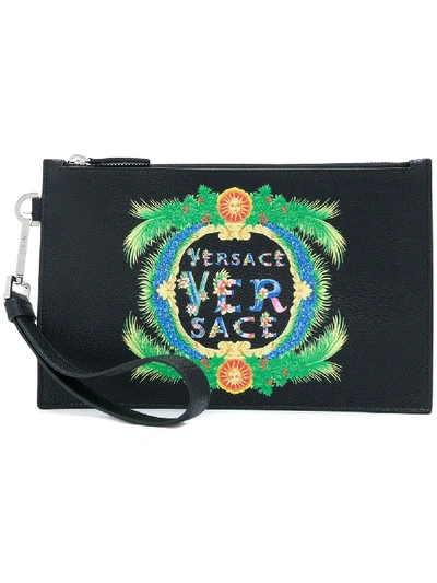Shop Versace Printed Logo Clutch Bag