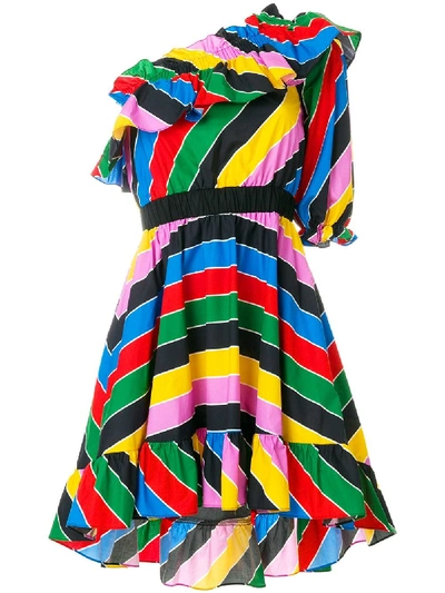 Shop Philosophy Di Lorenzo Serafini Rainbow Stripe One Shoulder Mini Dress