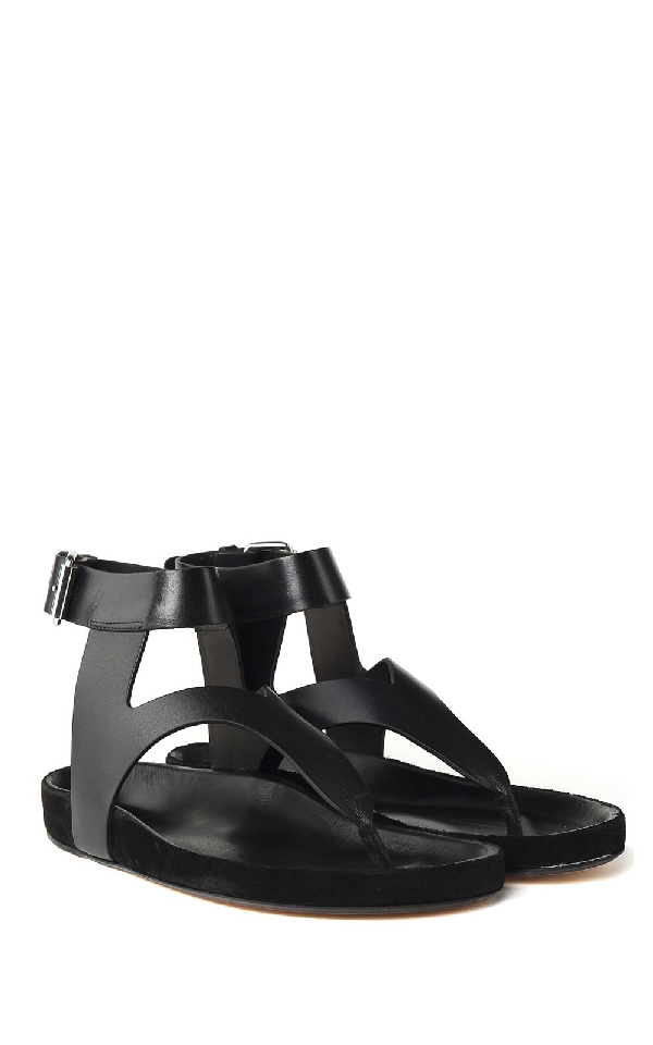 Isabel Marant Elwina Leather Sandals In Black | ModeSens
