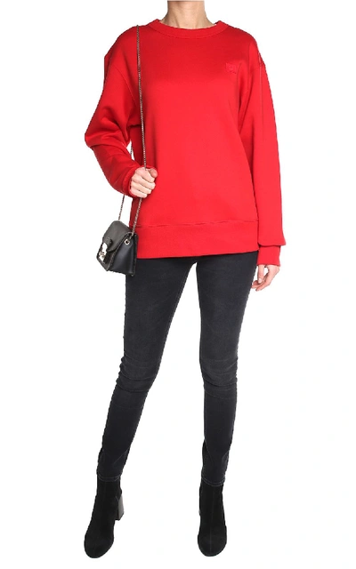Shop Acne Studios Fairview Face Cotton-jersey Sweatshirt In Rosso